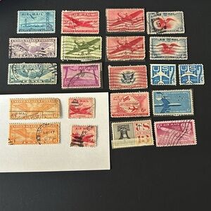 Vintage U.S. Airmail Postage Stamps Collection